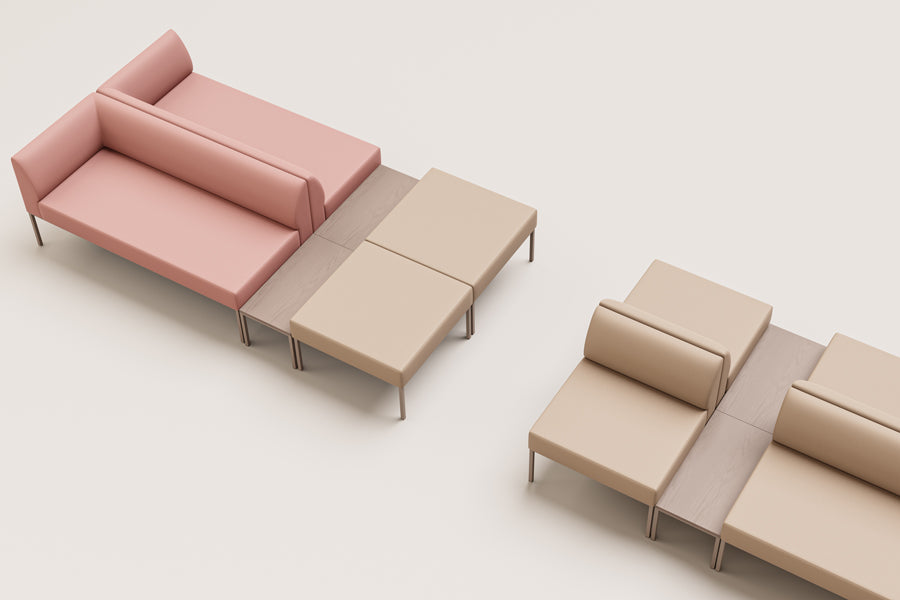 Noda Modular Table by B&T, showing noda modular tables in live shot.