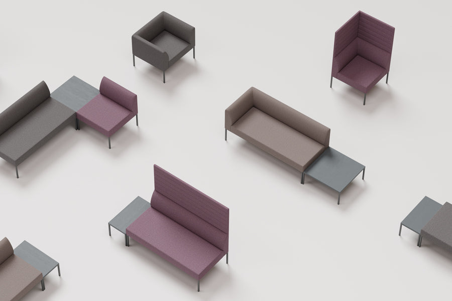Noda Modular Table by B&T, showing noda modular tables in live shot.