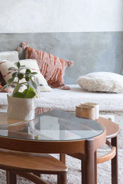 Nomade Jam Cushion by Lorena Canals, showing nomade jam cushion in live shot.