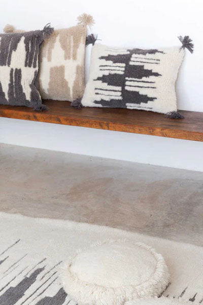 Nomade Zagros Cushion by Lorena Canals, showing nomade zagros cushion in live shot.