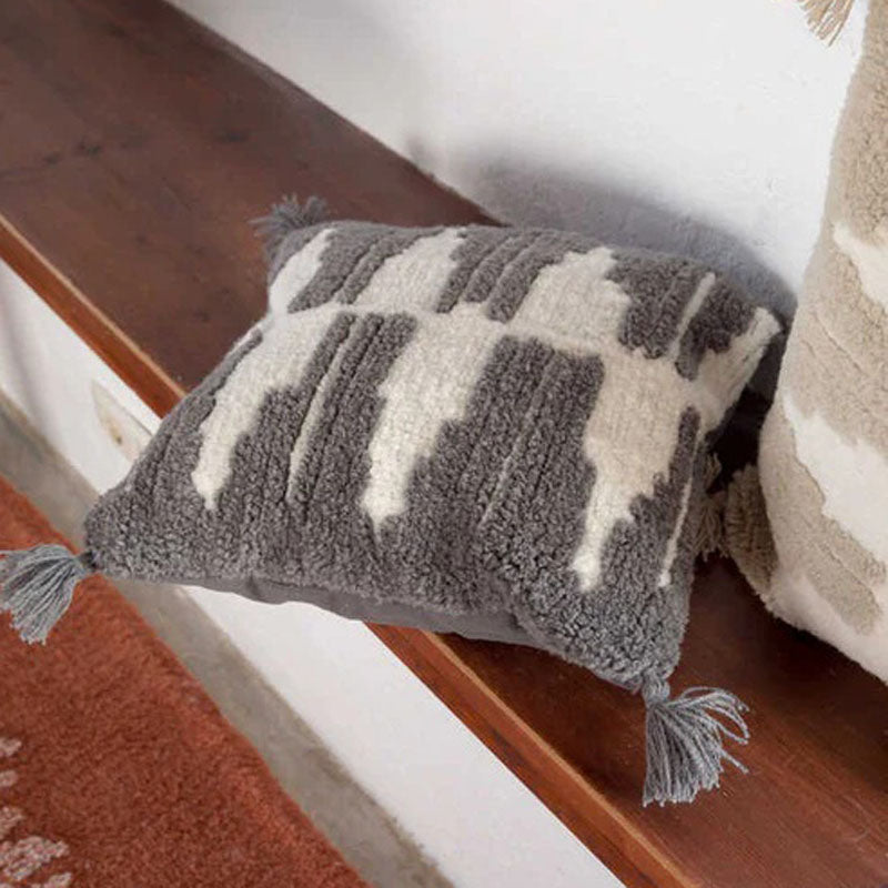 Nomade Zagros Cushion by Lorena Canals, showing nomade zagros cushion in live shot.