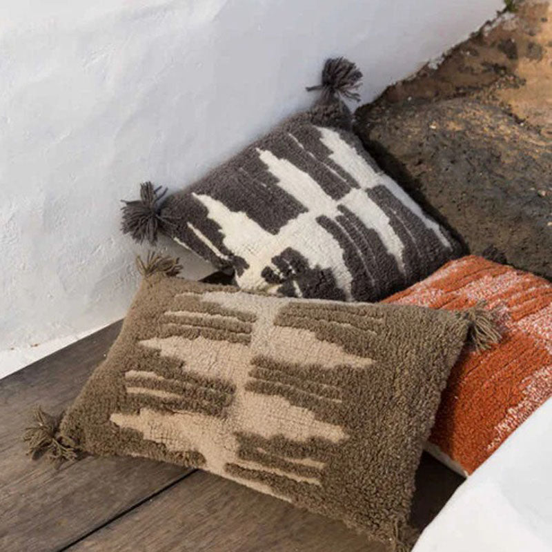 Nomade Zagros Cushion by Lorena Canals, showing nomade zagros cushion in live shot.