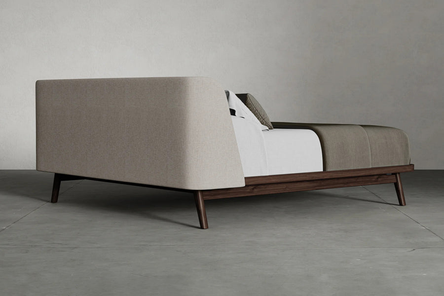 Norvin Bed by Viesso, showing norvin bed in live shot.