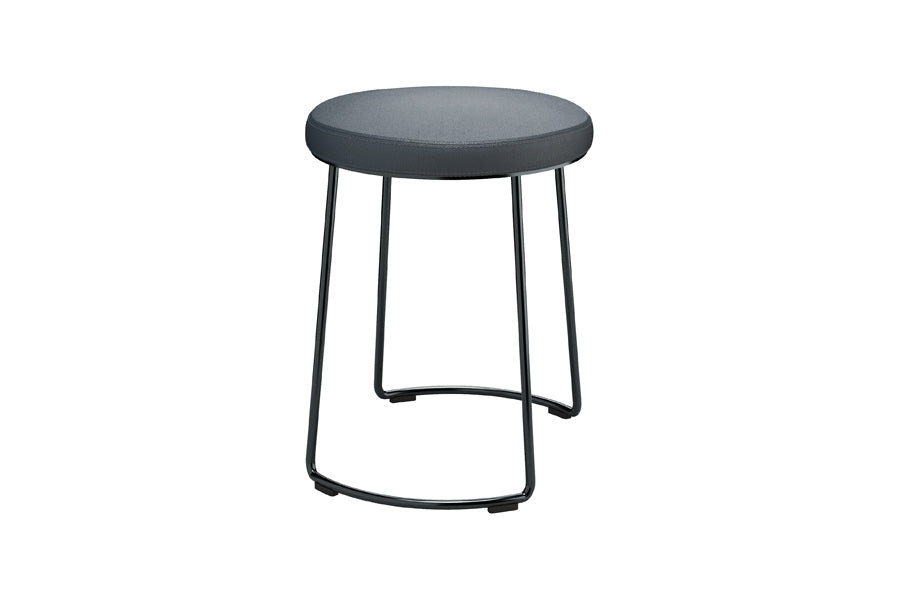 Nory Dining Stool by Kollektiff, showing side view of nory dining stool in graphite black ral 9011/com/col group.