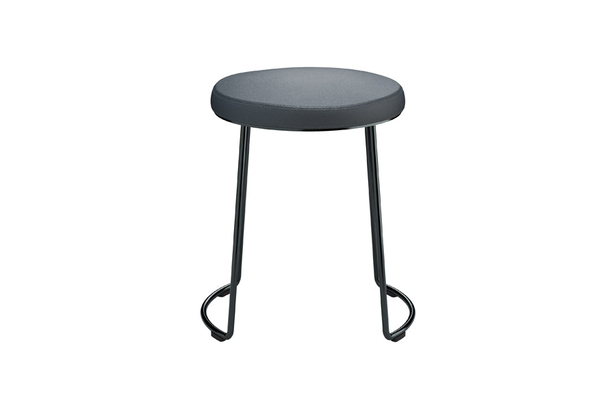Nory Dining Stool by Kollektiff, showing front view of nory dining stool in graphite black ral 9011/com/col group.