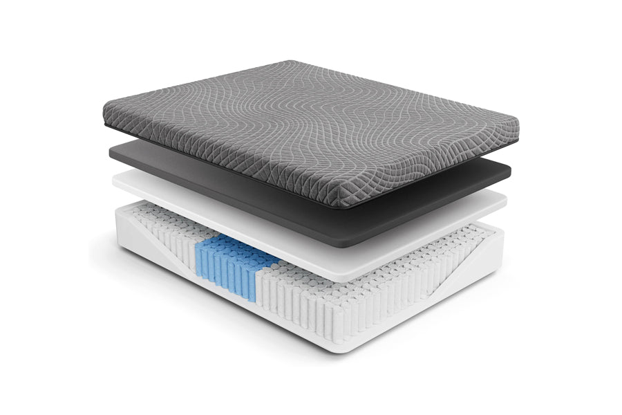 Nuvelle Mattress by Viesso, showing angle view of nuvelle mattress in cooling hybrid.