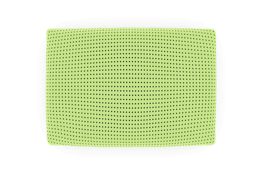 Nuvelle Pillow by Viesso, showing top view of nuvelle pillow in mid profile/green tea.