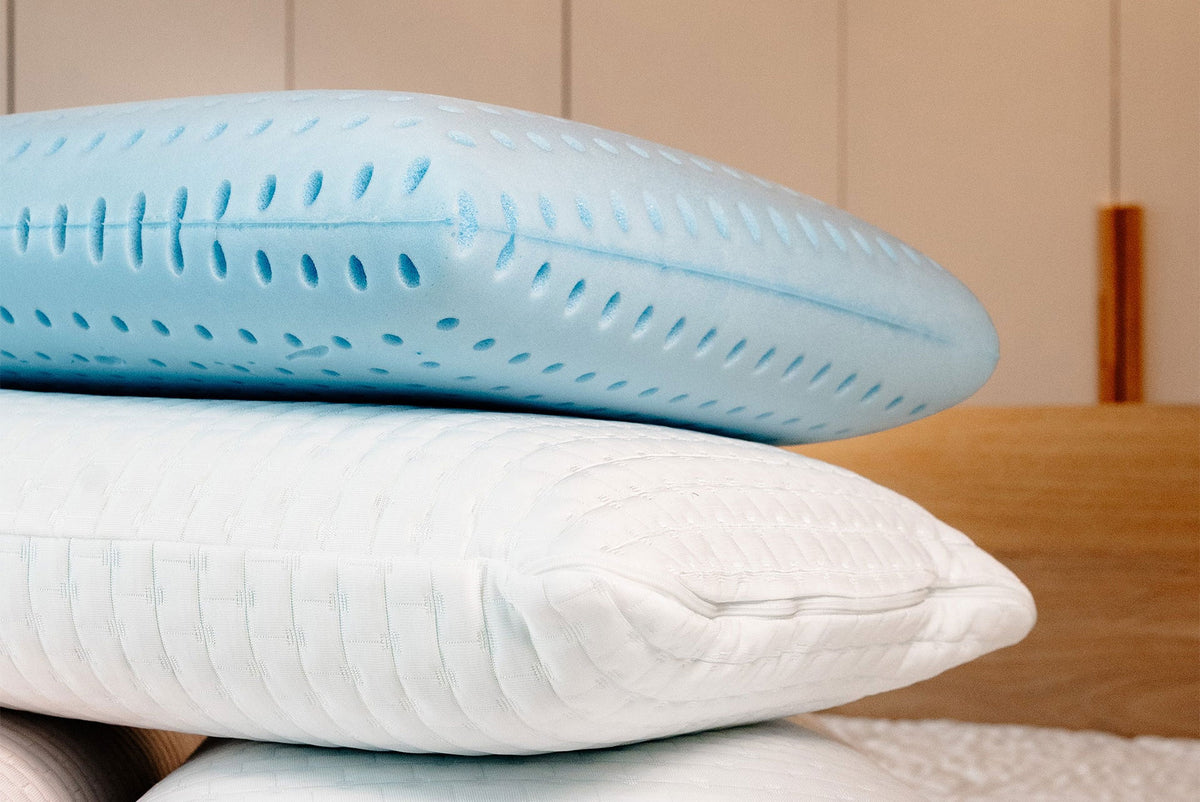 Nuvelle Pillow by Viesso, showing closeup view of nuvelle pillows in live shot.