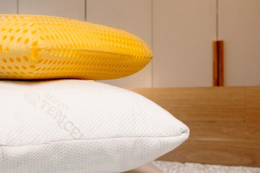 Nuvelle Pillow by Viesso, showing closeup view of nuvelle pillows in live shot.