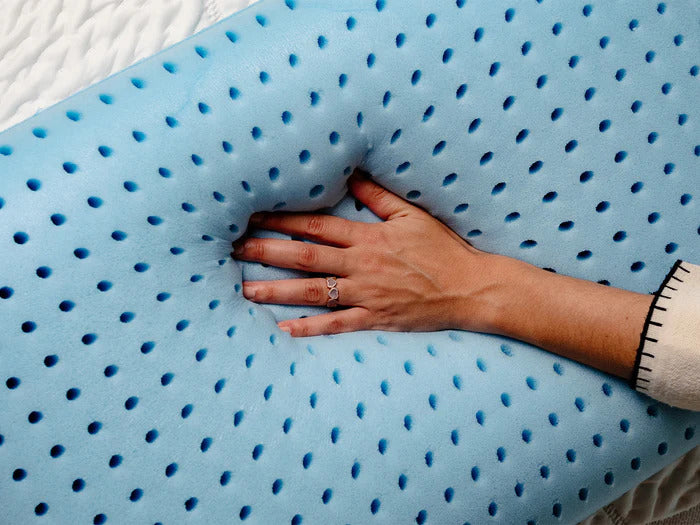 Nuvelle Pillow by Viesso, showing closeup view of nuvelle pillow in live shot.
