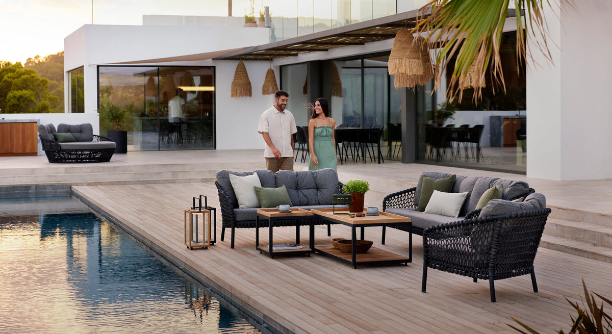 Ocean 2-Seater Sofa by Cane-Line, showing ocean 2-seater sofa in live shot.