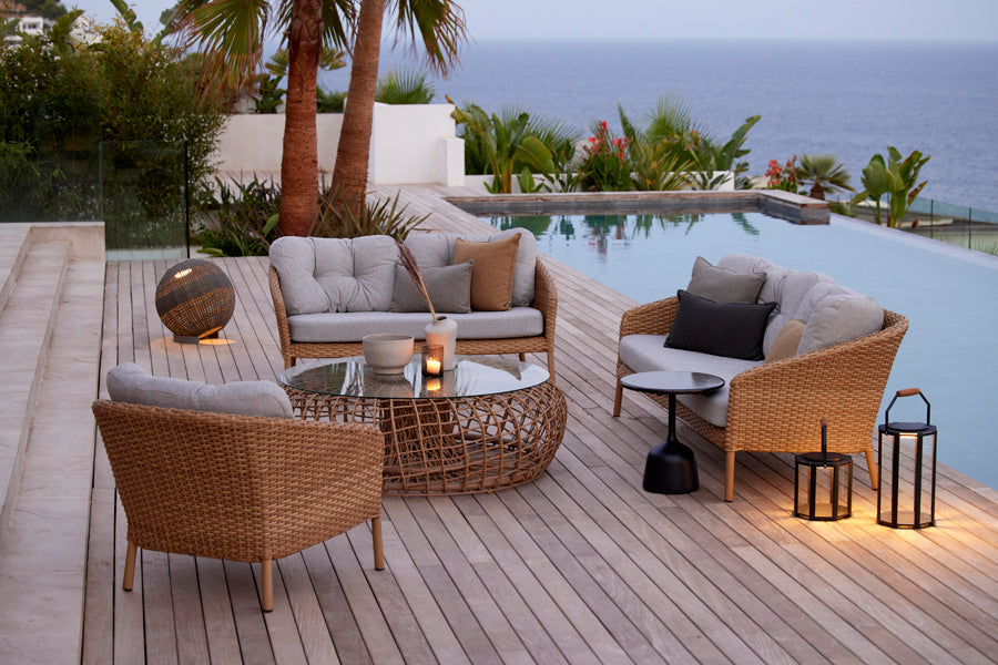 Ocean 2-Seater Sofa by Cane-Line, showing ocean 2-seater sofa in live shot.