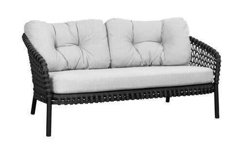 Ocean 2-Seater Sofa by Cane-Line - Dark Grey Soft Rope, White Grey Link Set.