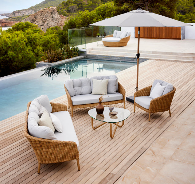 Ocean 3-Seater Sofa by Cane-Line, showing ocean 3-seater sofa in live shot.