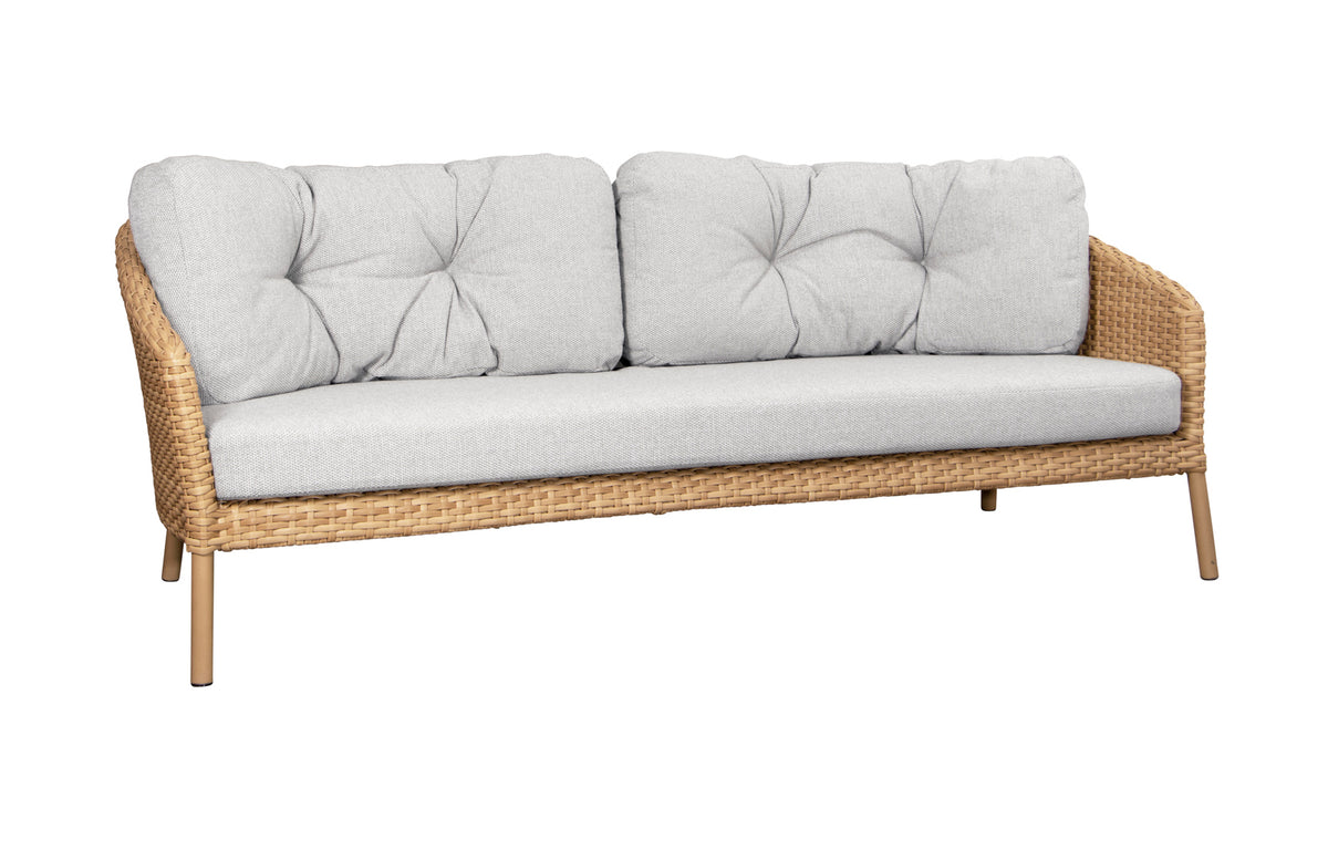 Ocean 3-Seater Sofa by Cane-Line - Natural Flat Weave, Light Brown Wove Set.