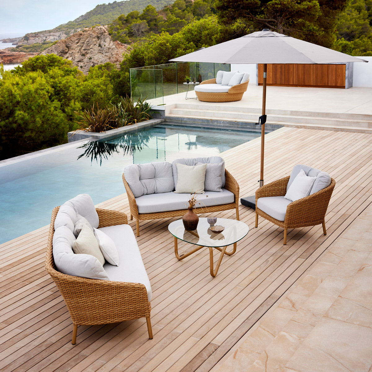 Ocean Large Lounge Chair by Cane-Line, showing ocean large lounge chair in live shot.