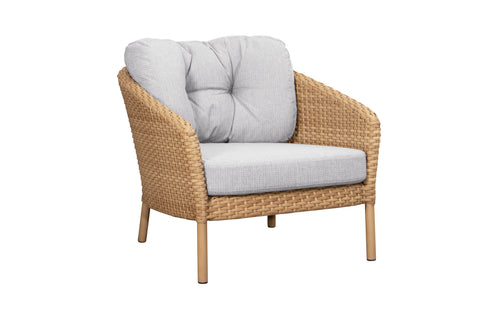 Ocean Large Lounge Chair by Cane-Line - Natural Flat Weave, White Grey Link Set.