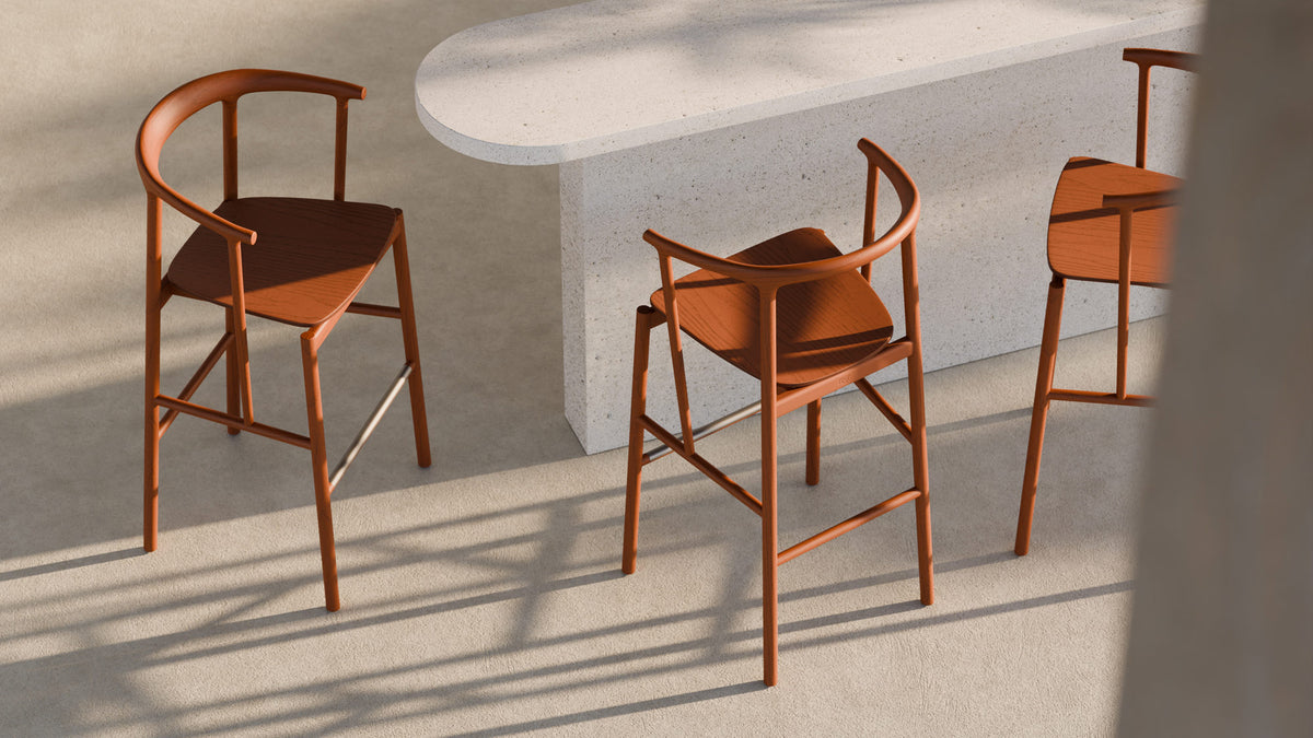 Odin Stool by B&T, showing odin stools in live shot.