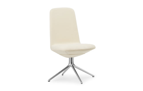 Off Low 4L Aluminum Chair by Normann Copenhagen - Without Armrests, Polished Aluminum, Hallingdal Textiles Kvadrat Upholstery.