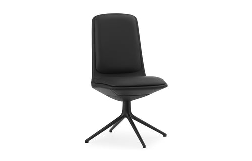 Off Low 4L Aluminum Chair with Cushions by Normann Copenhagen - Without Armrests, Black Powder Coated Aluminum, Ultra Leathers Sørensen Upholstery.