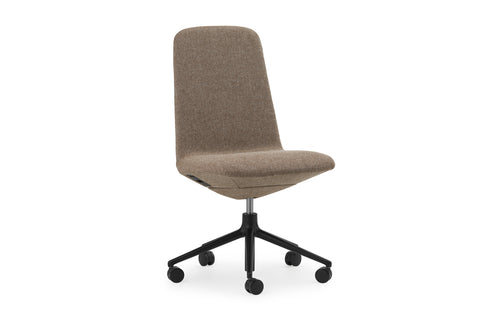 Off Low 5W Gas Lift Aluminum Chair by Normann Copenhagen - Without Armrests, Black Powder Coated Aluminum, Hallingdal Textiles Kvadrat Upholstery.