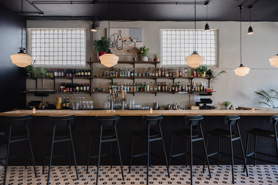 Ojai Metal Bar Stool by Kollektiff, showing ojai metal bar stools in live shot.
