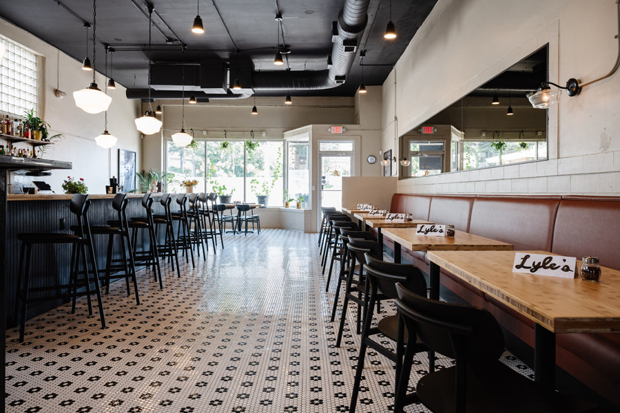 Ojai Metal Bar Stool by Kollektiff, showing ojai metal bar stools in live shot.
