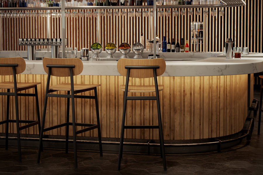 Ojai Metal Counter Stool by Kollektiff, showing ojai metal counter stools in live shot.