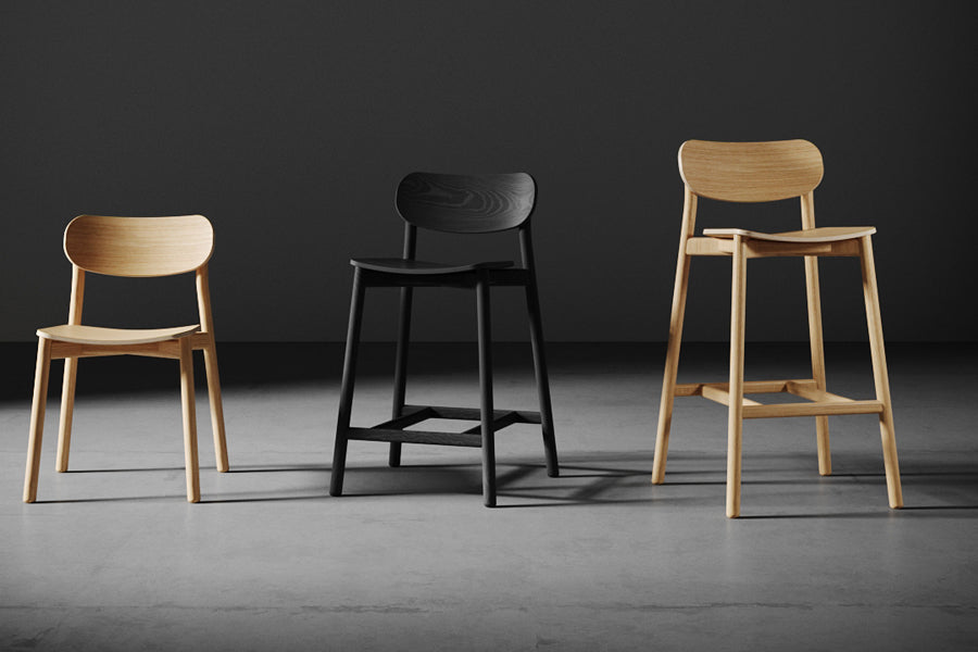 Ojai Wood Stool by Kollektiff, showing ojai wood stools in live shot.