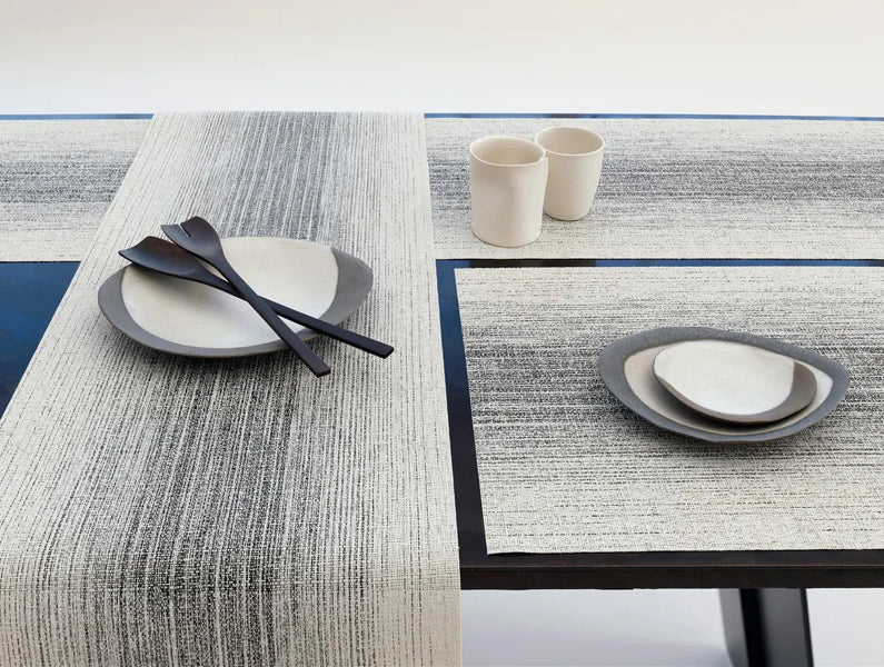 Ombre Tabletop by Chilewich, showing closeup view of ombre tabletops in live shot.