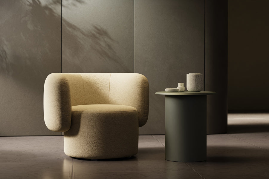 Ora Swivel Lounge Chair by B&T, showing ora swivel lounge chair in live shot.