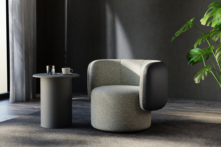 Ora Swivel Lounge Chair by B&T, showing ora swivel lounge chair in live shot.
