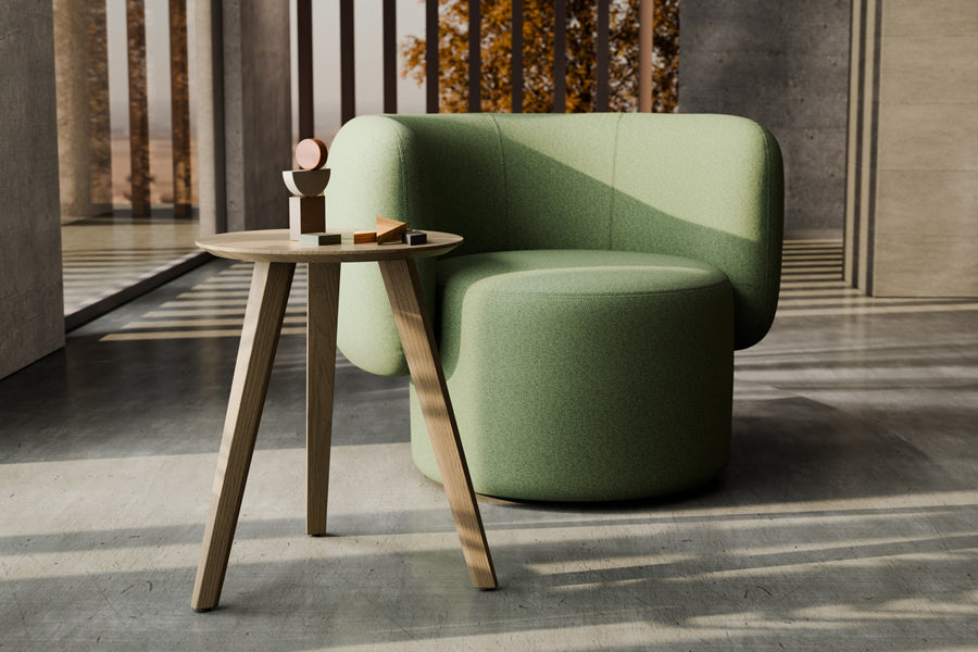 Ora Swivel Lounge Chair by B&T, showing ora swivel lounge chair in live shot.