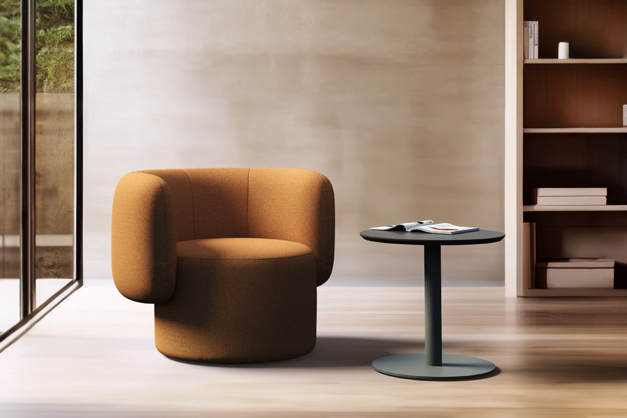 Ora Swivel Lounge Chair by B&T, showing ora swivel lounge chair in live shot.
