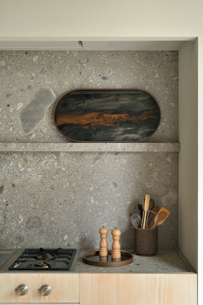 Organic Glass Tray by Ethnicraft, showing organic glass trays in live shot.