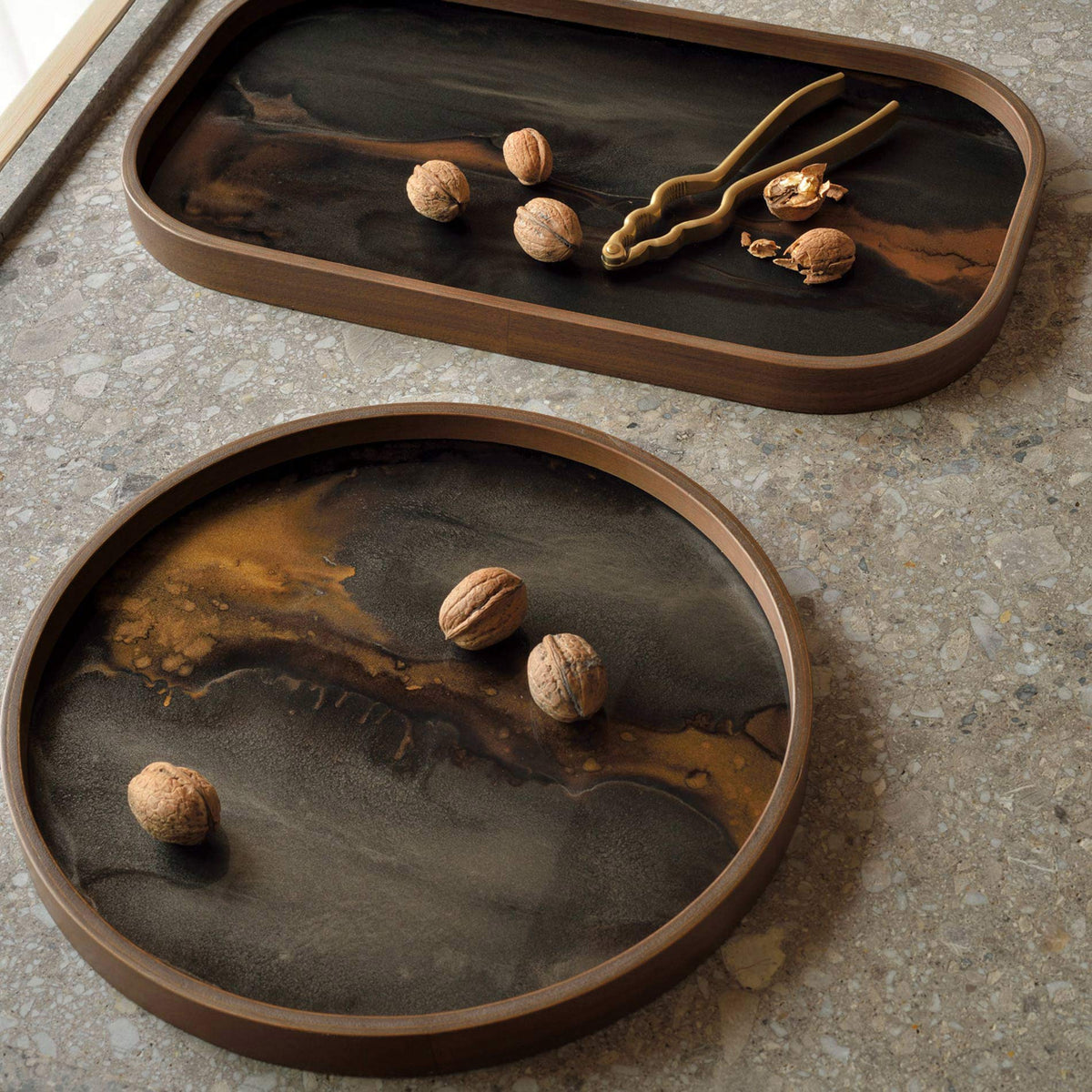Organic Glass Tray by Ethnicraft, showing organic glass trays in live shot.
