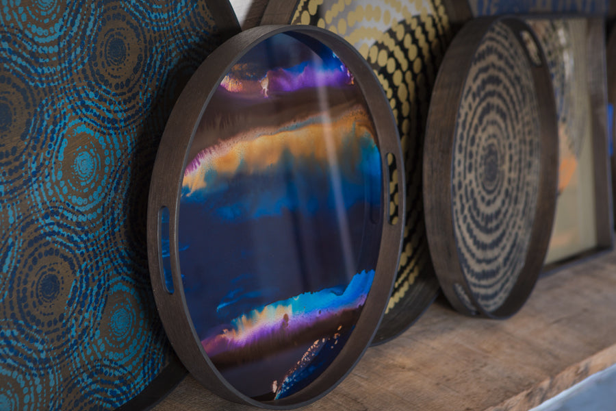 Organic Glass Tray by Ethnicraft, showing organic glass trays in live shot.