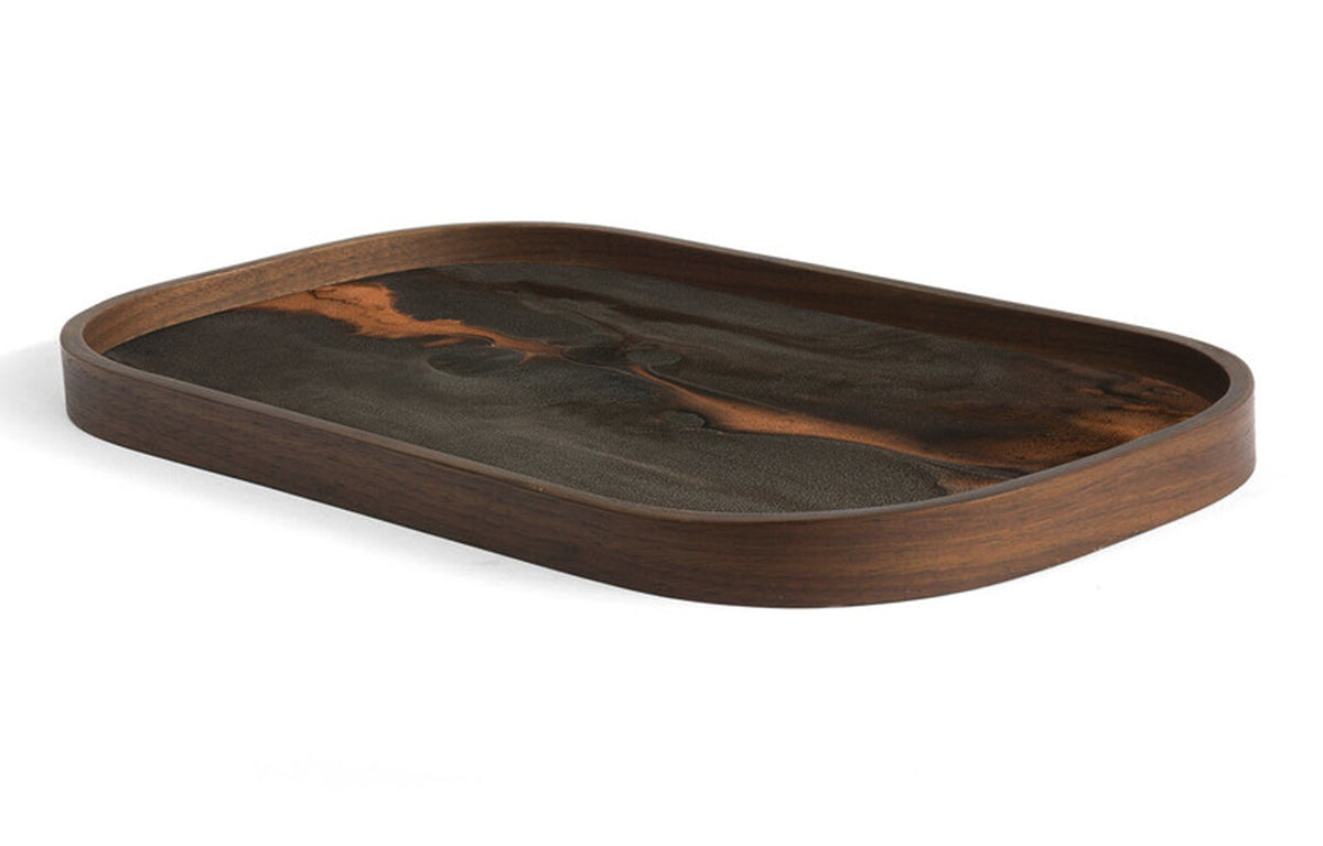 Organic Glass Tray by Ethnicraft - Large Rectangular(Valet), Bronze Pattern.