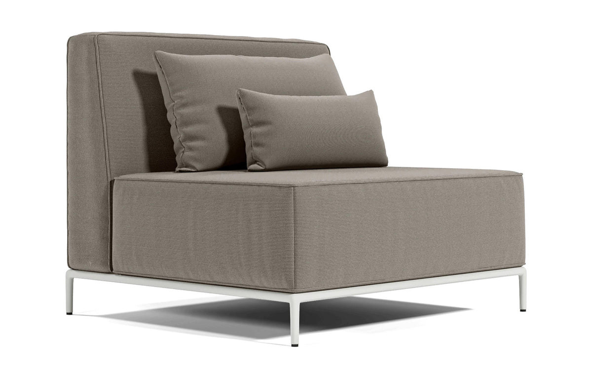 Orien Outdoor Armless Chair by Viesso - Taupe Fabric.