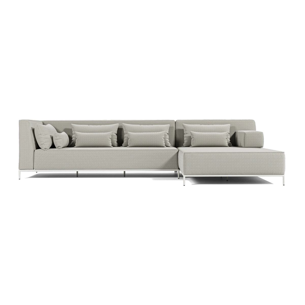 Orien Outdoor Sectional by Viesso, showing front view of orien outdoor sectional in modular sofa 01(right)/cream fabric.