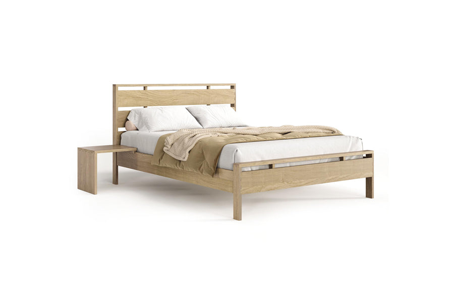 Oslo Nightstand by Copeland Furniture, showing angle view of oslo nightstand in shelf (left/right)/natural oak.