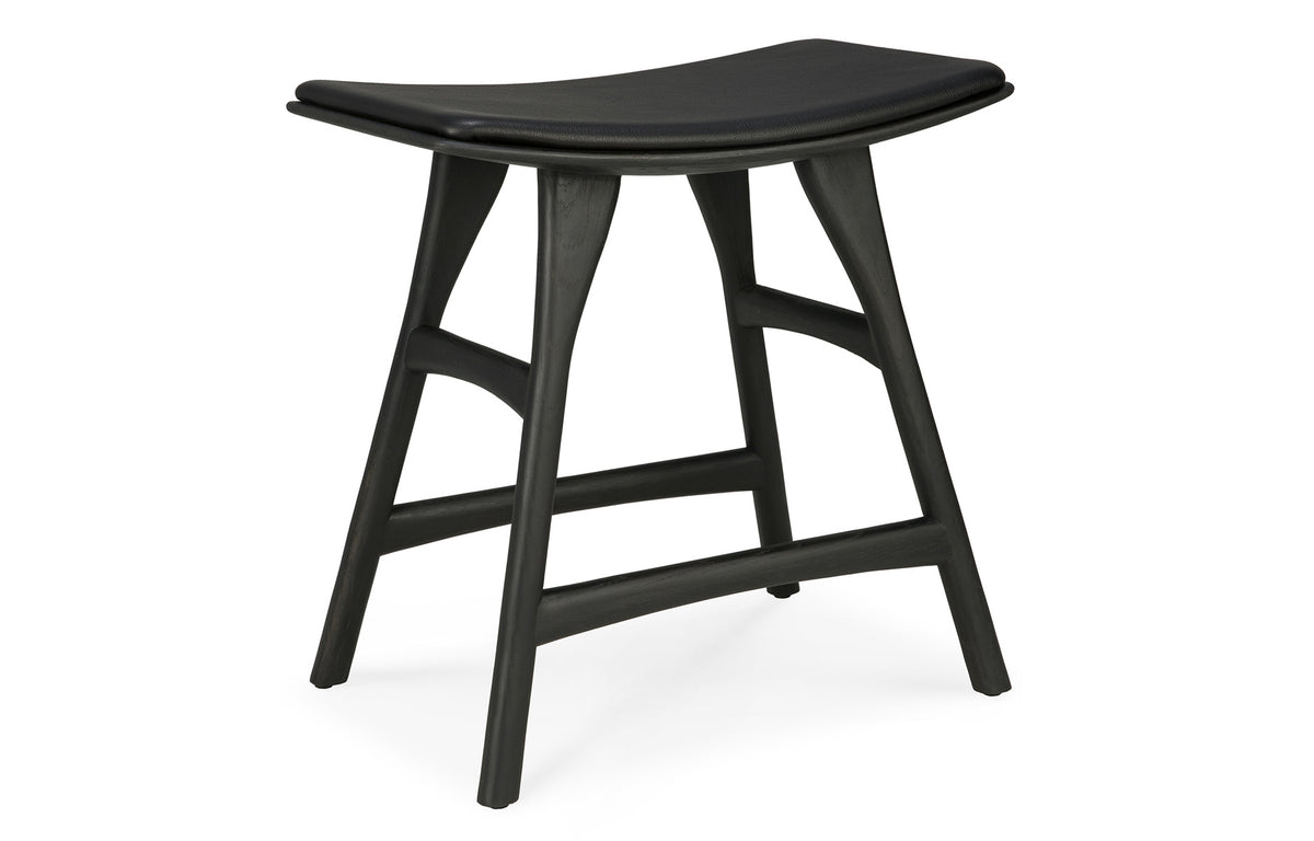 Osso Dining Stool by Ethnicraft - Black Oak, Black Leather.