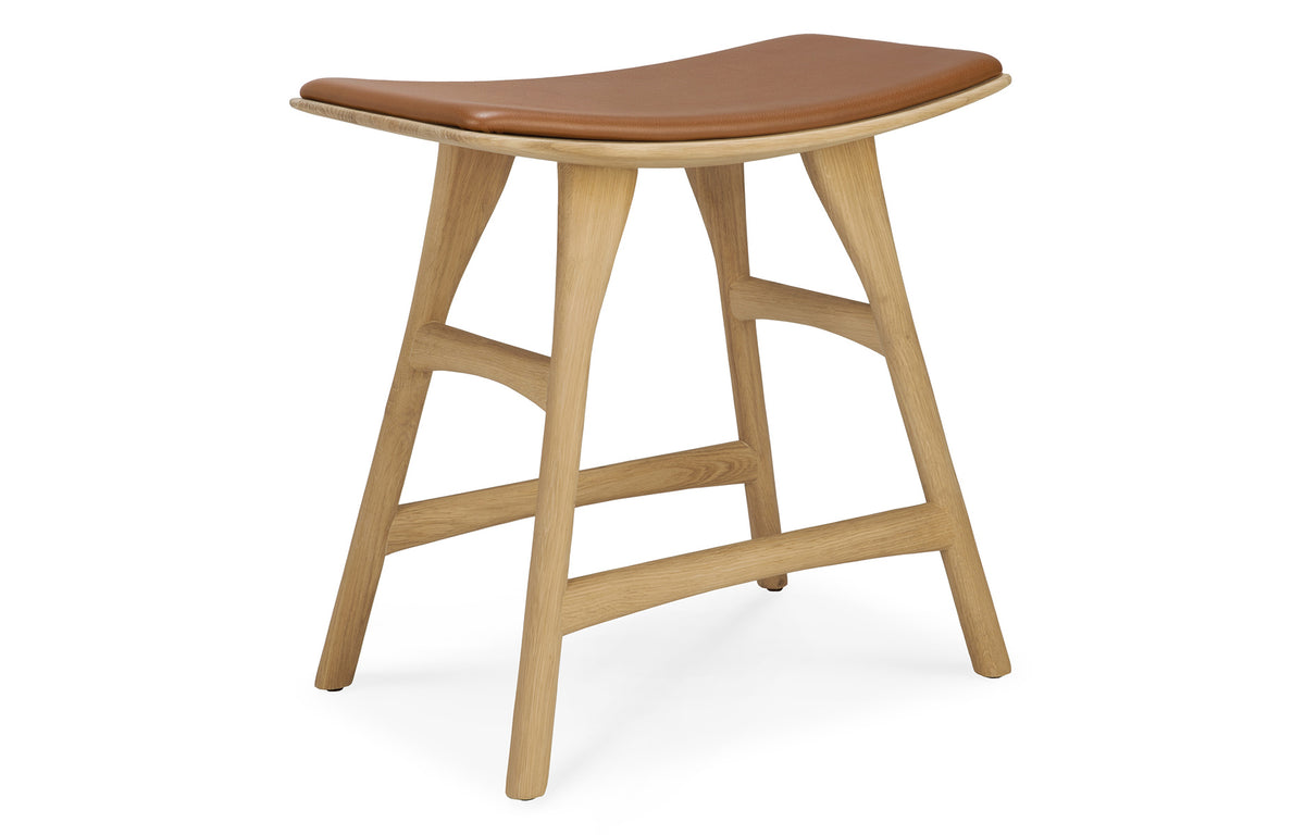 Osso Dining Stool by Ethnicraft - Oak, Cognac Leather.