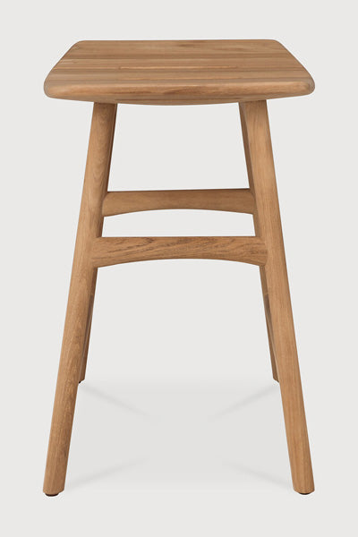 Osso Outdoor Stool by Ethnicraft, showing side view of osso outdoor stool.