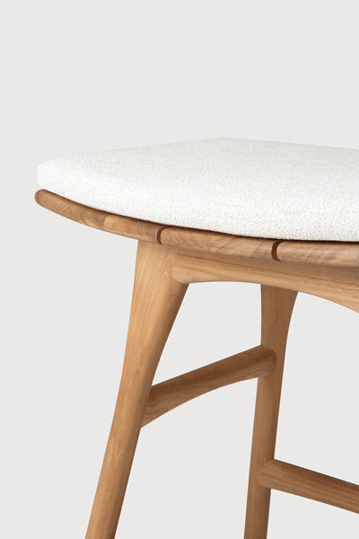 Osso Outdoor Stool by Ethnicraft, showing closeup view of osso outdoor stool.