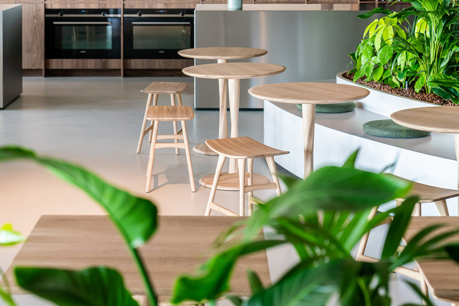 Osso Stool by Ethnicraft, showing osso stools in live shot.