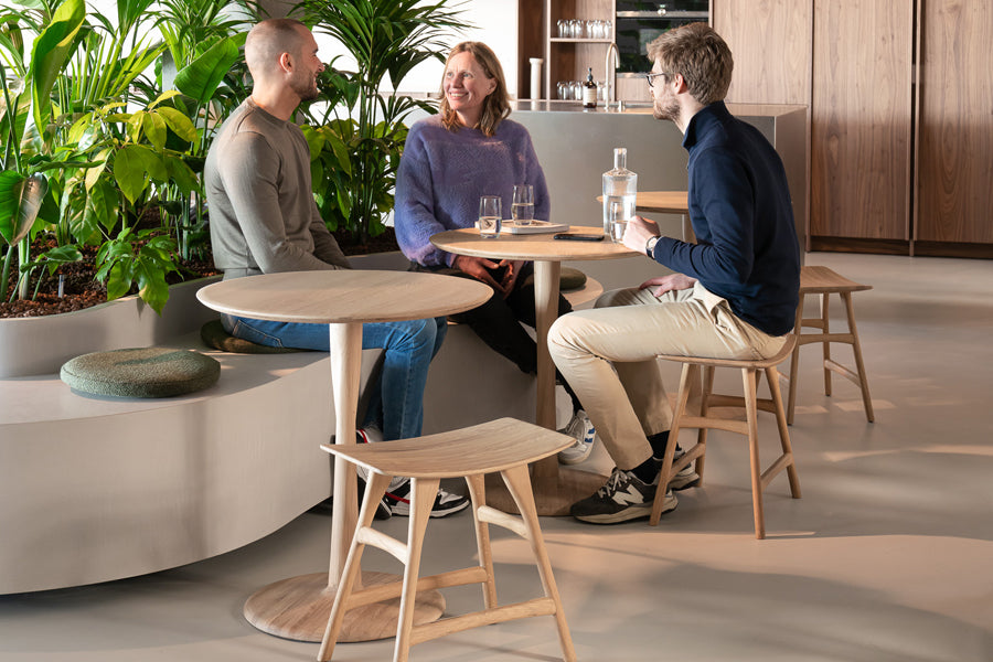 Osso Stool by Ethnicraft, showing osso stools in live shot.