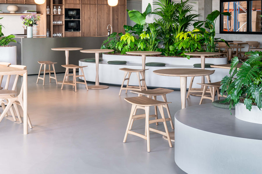 Osso Stool by Ethnicraft, showing osso stools in live shot.