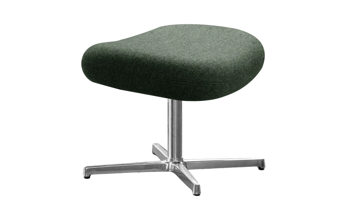 Pace Footstool by Cane-Line - Polished Aluminum, Dark Green Zen.