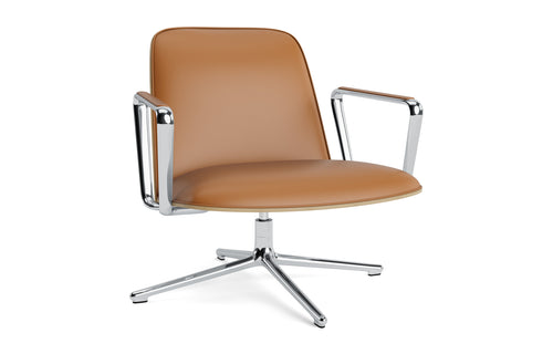 Pad Lounge Swivel Chair by Normann Copenhagen - Low, Polished Aluminum/Oak, Group 7.